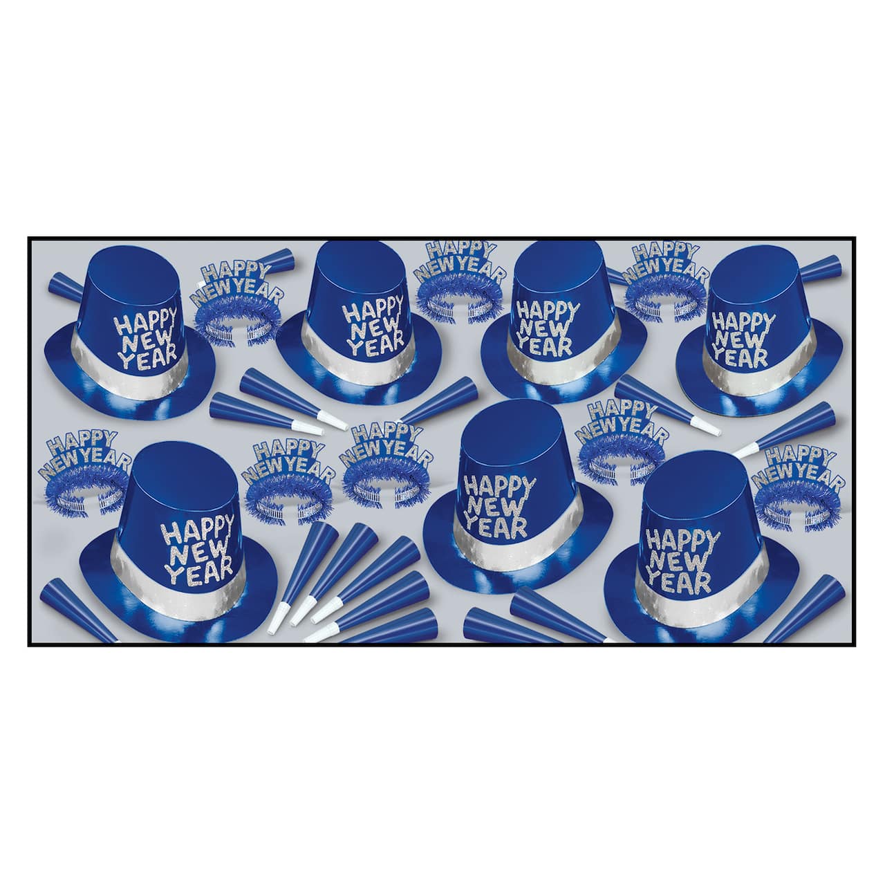 Beistle Silver & Blue New Year Ice Party Favor Kit for 50